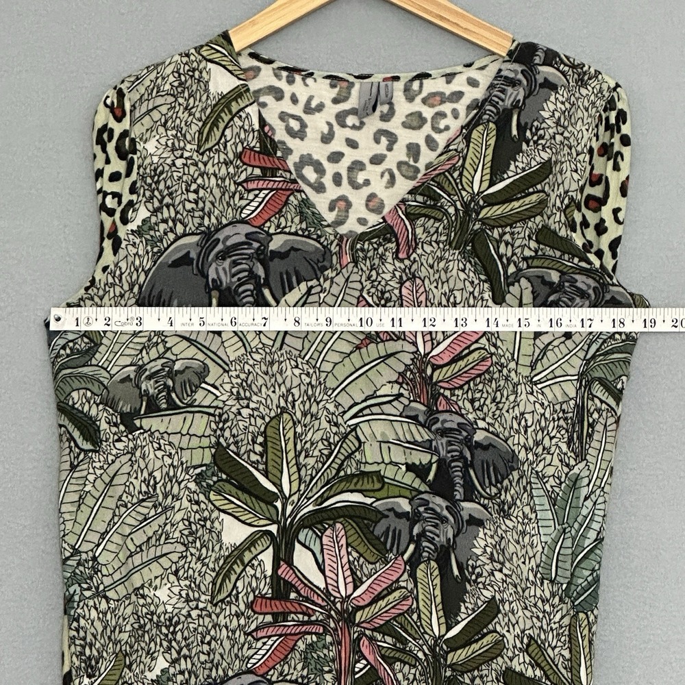 Bl-nk London Anthropologie Womens Top M Sibley Safari Cheetah Elephant Wildlife - Picture 7 of 13